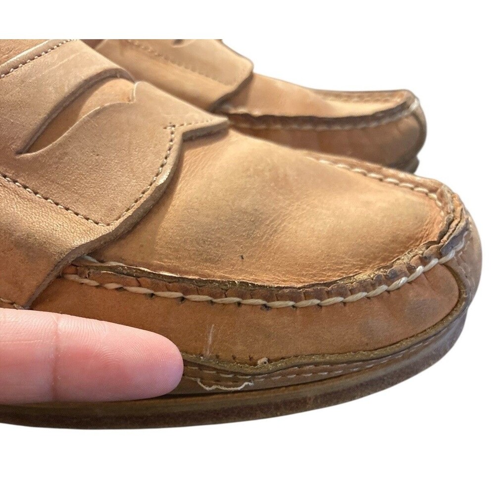 Polo Ralph Lauren Men’s Leather Penny Loafers Tan Brown Slip On Moccasins Size 9 - Picture 4 of 7